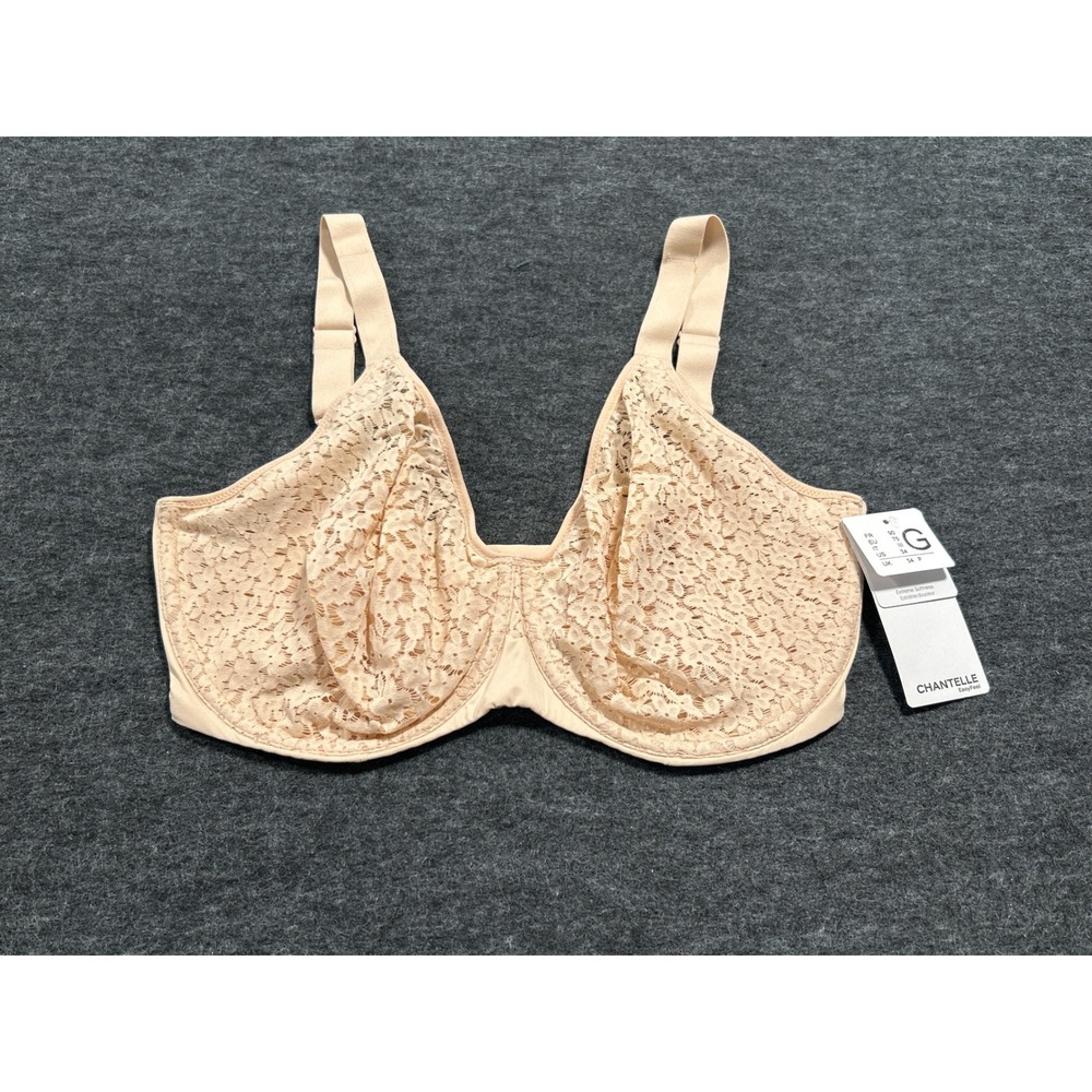 Chantelle Norah Underwire Bra Women 34G Nude Floral Lace Full Coverage C13F10